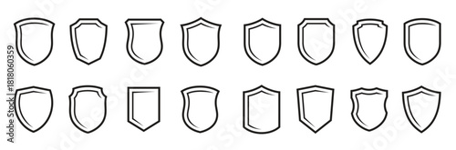 shield icons set linear on a white background