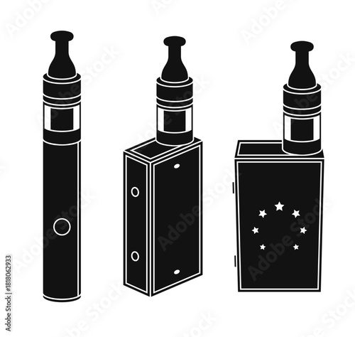 vaporizer cigarette icons vape icons black on a white 