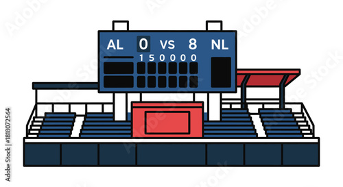 Baseball stadium scoreboard showing al vs nl game score result