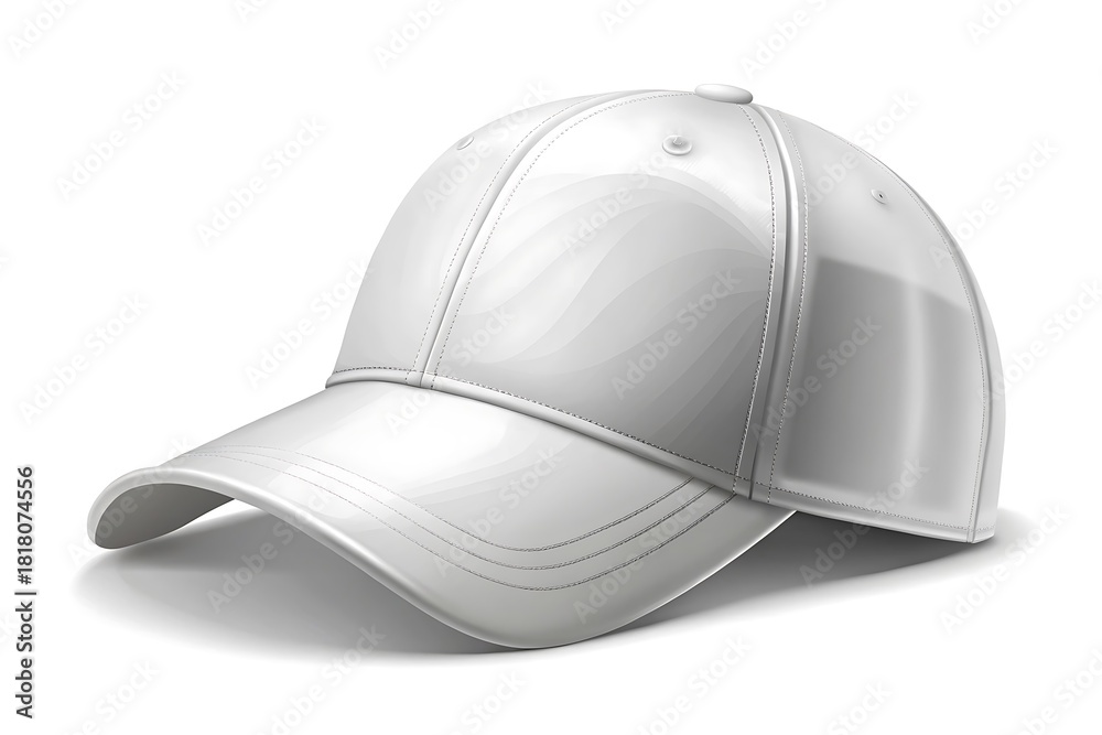 Fototapeta premium White baseball cap with a white brim