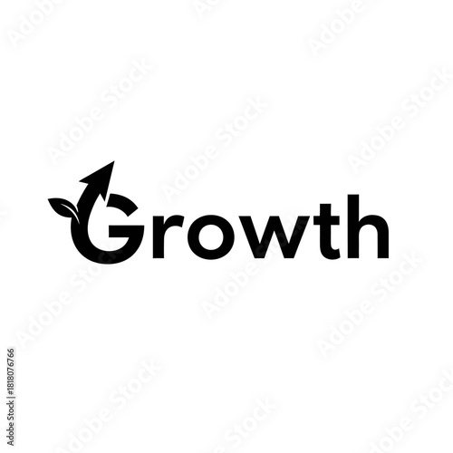 Growth logo featuring an arrow and leaf symbolizing business development and progress.