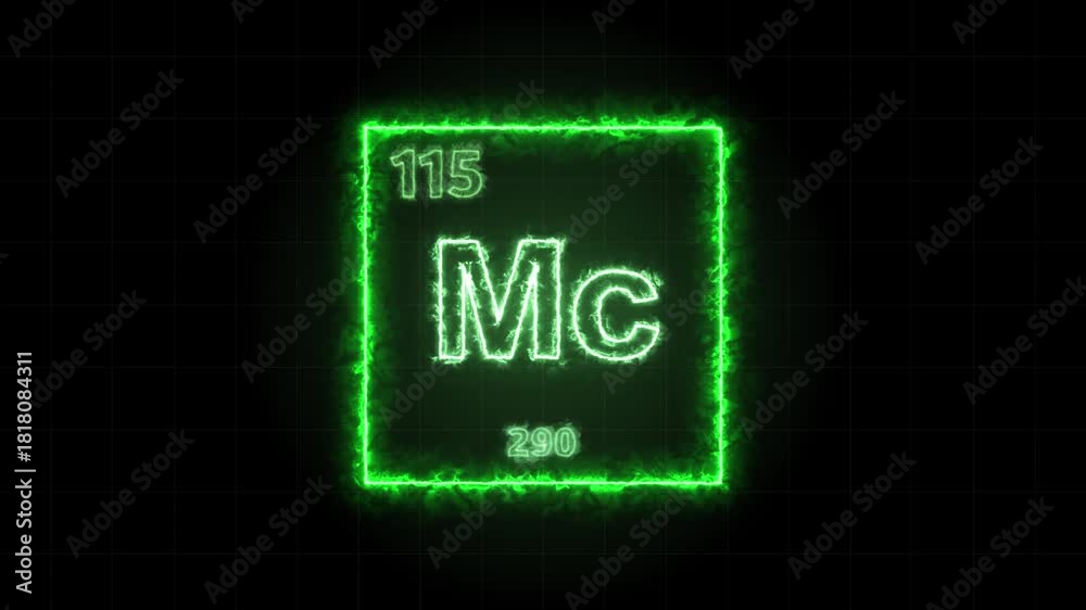 Fn Element Moscovium - periodic table element symbol hologram, chemical element ...