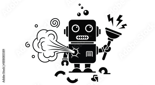 Broken robot vector illustration ai generated design concept
