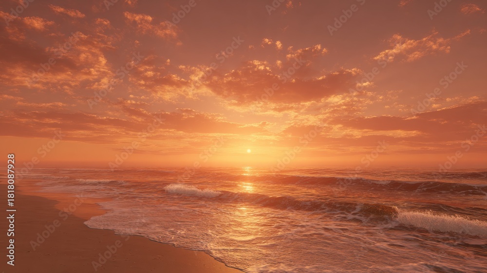Obraz premium orange sky sunset on the summer beach at the coast for new year 2026 and 20252026