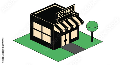 Isometric coffee shop illustration vector coffee shop design