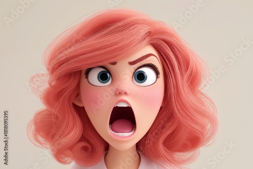Surprised Cartoon Girl with Astonished Expression