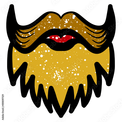 Hand drawn beard and mustache graffiti with colorful grunge texture