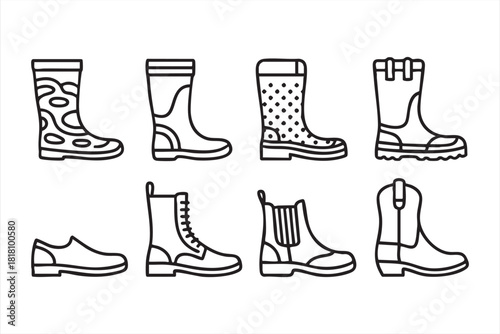 Clean line boot illustrations for apparel catalogs and e-commerce listings