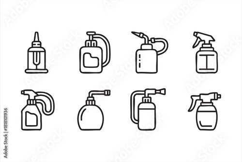 Minimalist sprayer and dispenser vector pack with pressure and trigger designs