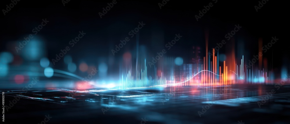 Naklejka premium Abstract data visualization with neon lines