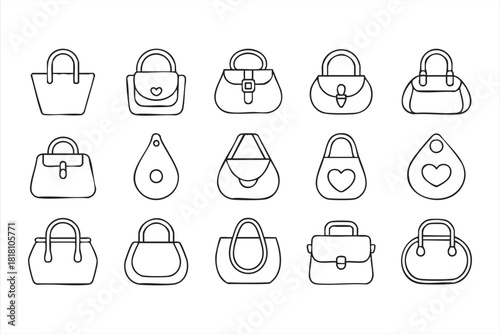 Clean vector set of modern purses and handbags for style branding