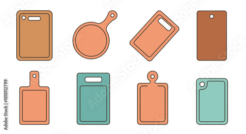 Cutting boards vector illustration kitchenware set different shapes