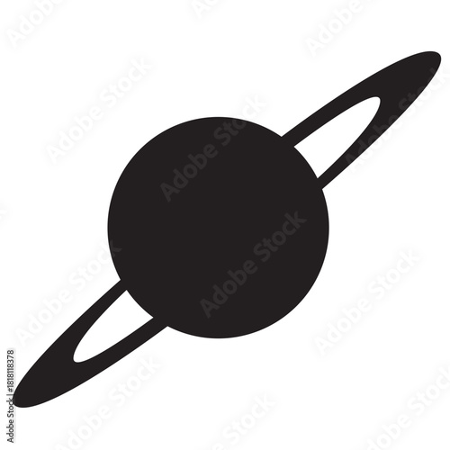 Planet with ring icon, ideal for space, science, or illustrating cosmos, orbit, and minimalist celestial design elements.