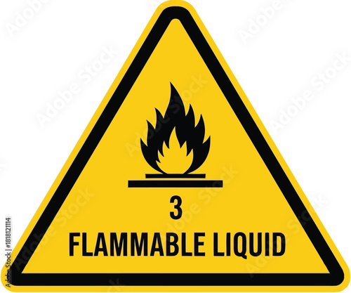 Warning sign for flammable liquid hazard symbol with number 3 danger alert safety icon vector