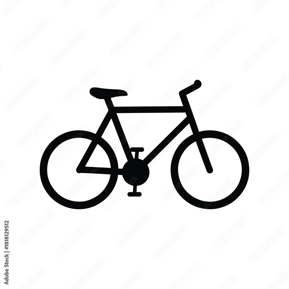 Fototapeta premium Solid black silhouette bicycle icon on white background