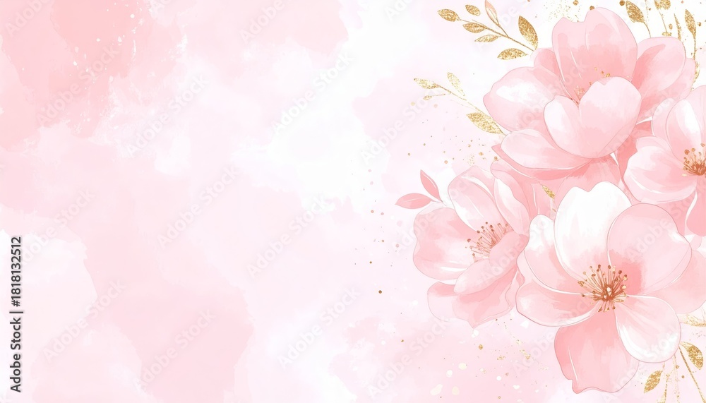 Naklejka premium Vibrant pink flowers blossom gracefully on soft hues background creating serene botanical beauty.