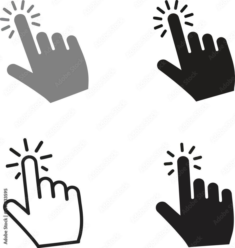 Fototapeta premium Hand cursor clicking digital interface icons modern design for web and app user interaction concepts vector
