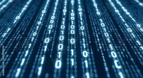Digital matrix background displaying binary code with zeros and ones pattern