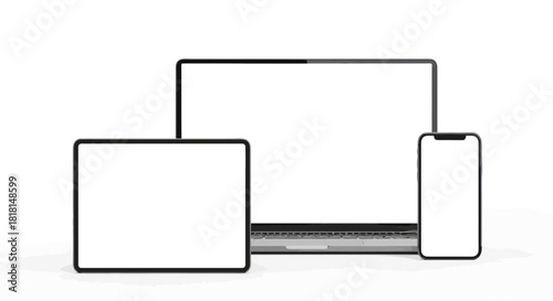 Responsive design mockup showcasing laptop tablet and smartphone display templates