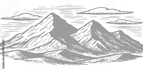 Hand-drawn vector illustration of a boat on the sea with nature art symbols and ink sketch design