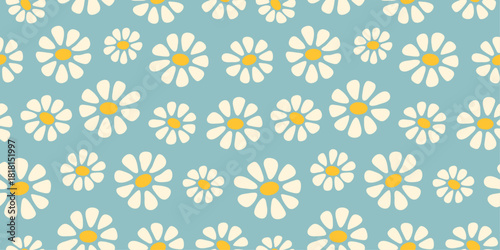 Spring floral seamless pattern with daisies