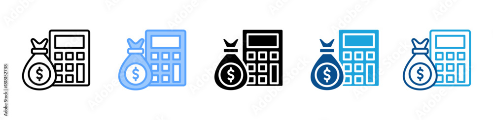 Photography Calculator icon set multiple style collection