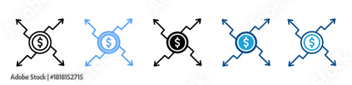 Cashflow icon set multiple style collection
