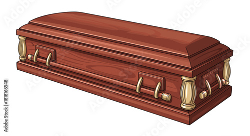 Beautifully crafted wooden coffin for memorial services and remembrance, symbolizing peace and eternal rest for loved ones gone too soon