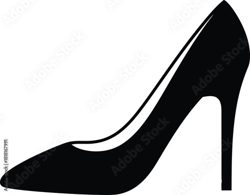 Elegant black high heel stiletto shoe silhouette fashion symbol vector art vector