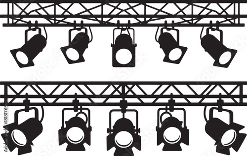 Stage Lights Silhouette Vector.