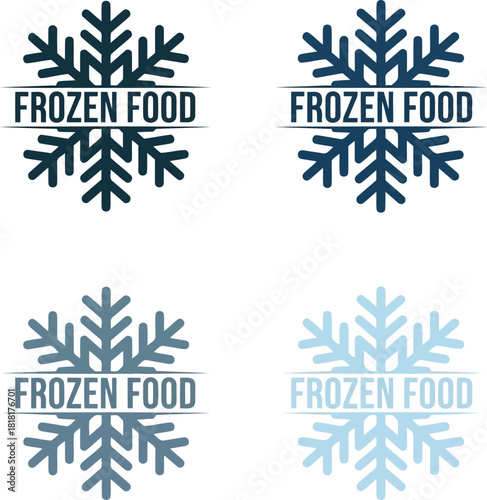 Snowflake frozen food labels set ice crystal winter season product packaging branding design elements vector