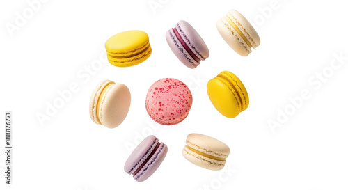 Wallpaper Mural Vibrant Assorted Macarons Floating On Black Background Torontodigital.ca