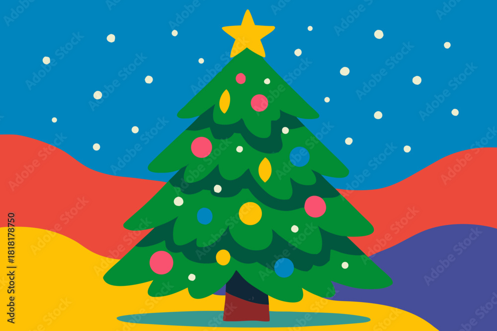 Fototapeta premium Christmas tree vector illustration