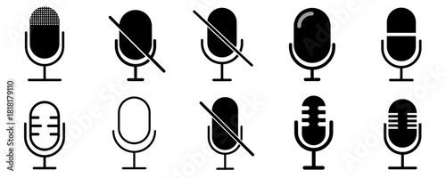 set of microphone vector icon illustration 