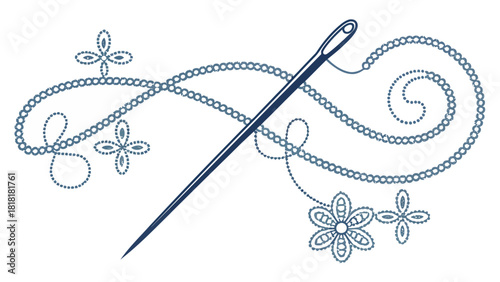 Elegant needlework design with floral accents, perfect for sewing projects, crafts, and creative hobbies, adding a touch of vintage charm to your designs