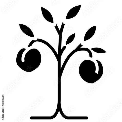 Peach Tree icon vector image. Can be used for Agriculture.