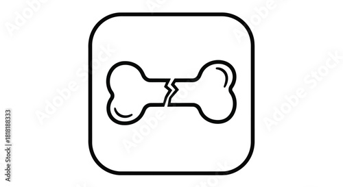 Illustration of simple line icon of a broken bone