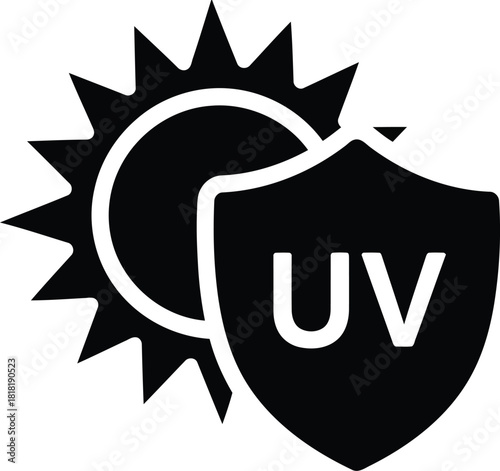 Sun uv protection shield icon symbol vector graphic for health safety and outdoor activity vector