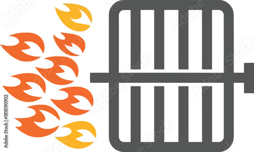 Fiery flames erupting from compartment grid abstract digital art symbolizing energy power passion vector