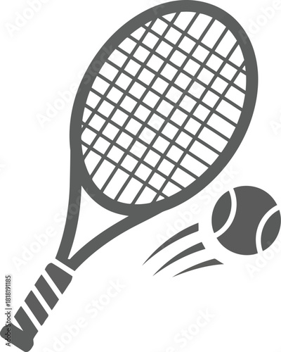 Hand drawn tennis racket and ball simple icon graphic sport element vector