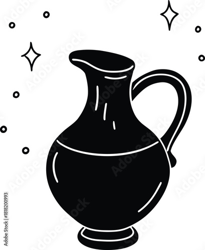 Ancient Style Pitcher Jug with Handle Line Art vase