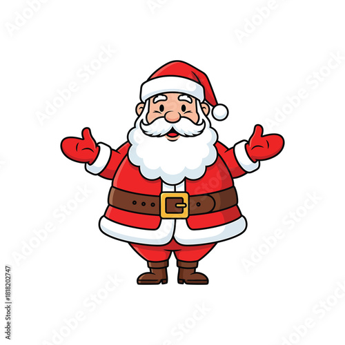 Cartoon illustration of santa claus with open arms 