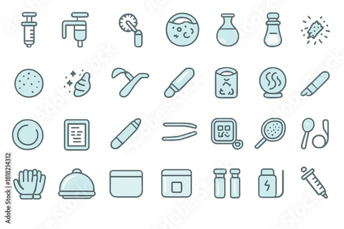 Skincare and cosmetic treatment icons in clean outline style