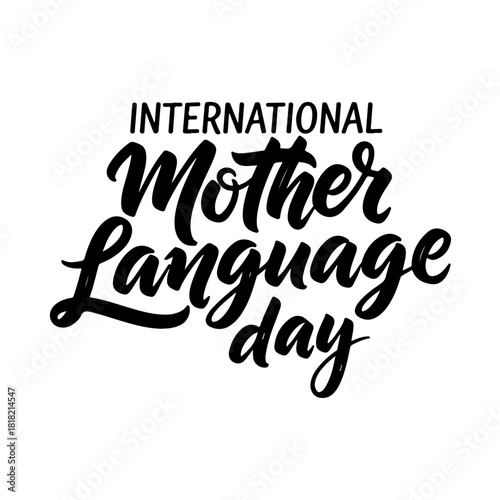 International mother language day typography isolated on transparent background