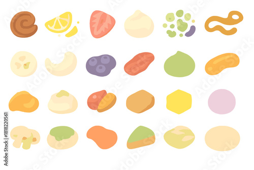 Glossy food ingredient icon set in warm gradient style