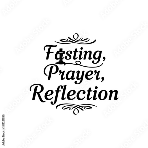 Fasting, prayer, reflection with cross symbol isolated on transparent background