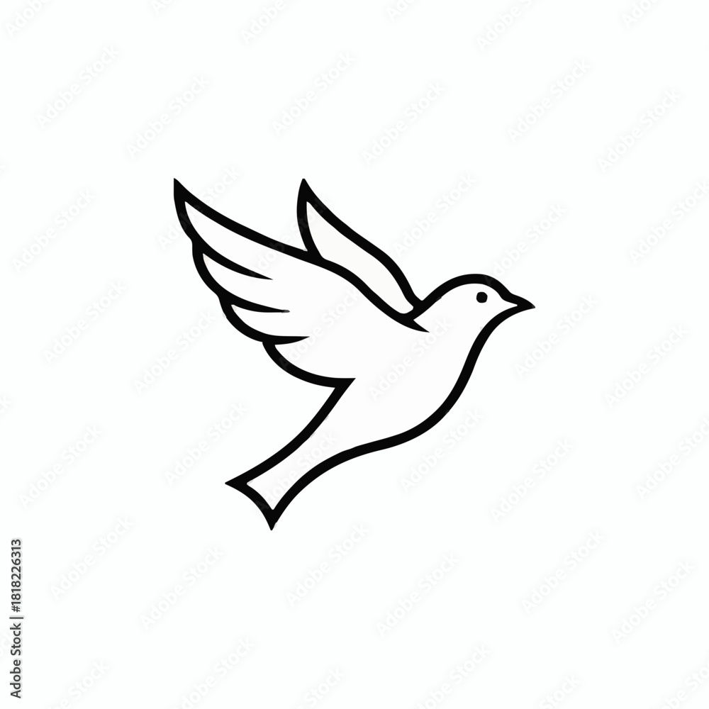 Obraz premium Flying Dove Bird of Peace and Freedom Line Art