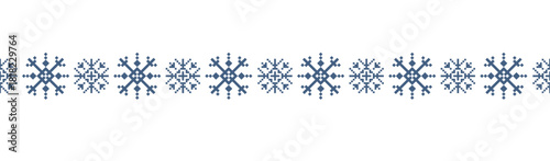 Nordic Seamless border Snowflake Vector Illustration. This vector illustration uses a pixelated style, showcasing traditional cultural aesthetics.