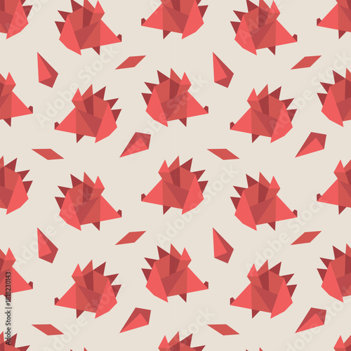 Geometric Origami Hedgehog Pattern Vector Illustration. This design is ideal for textiles wallpapers and creative projects