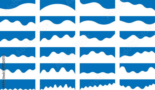 Set of abstract border shapes and dividers with wave curves. Ideal for web templates, presentations, graphic projects, or UI components.